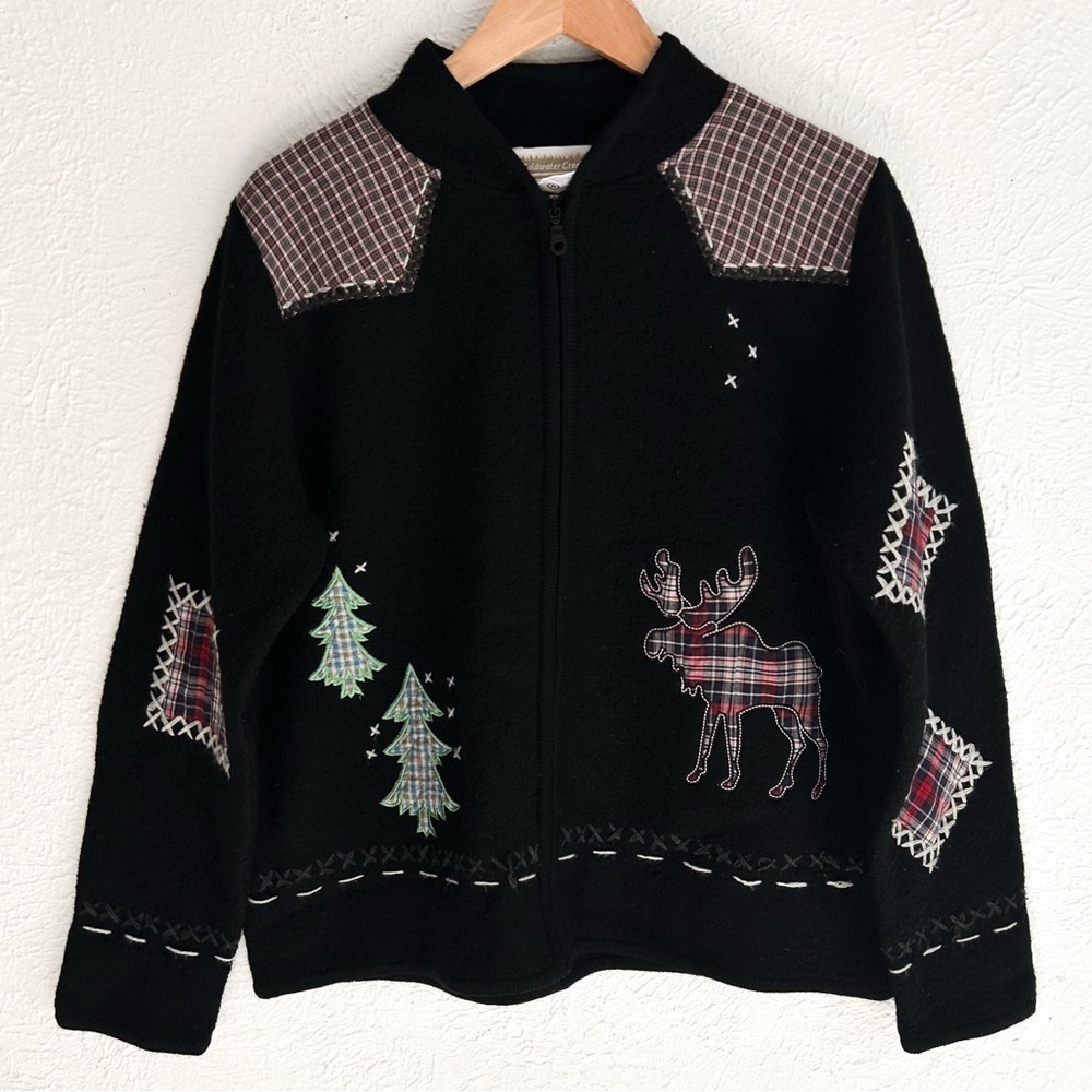 Coldwater Creek Y2K Wool Jacket Embroidered Cottagecore Christmas Holiday